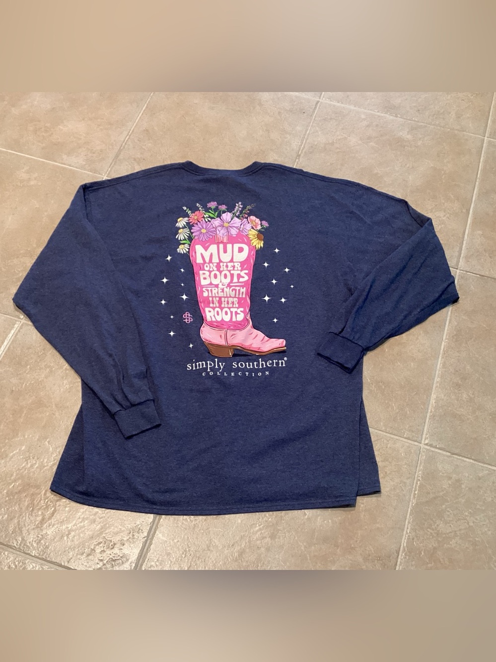 SIMPLY SOUTHERN MUD ON HER BOOTS LONG SLEEVE T-SHIRT Sz XXL - IEC